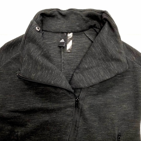 ADIDAS Heartracer Turtle-neck Jersey Moto Jacket in Space Dark Gray - Picture 6 of 9